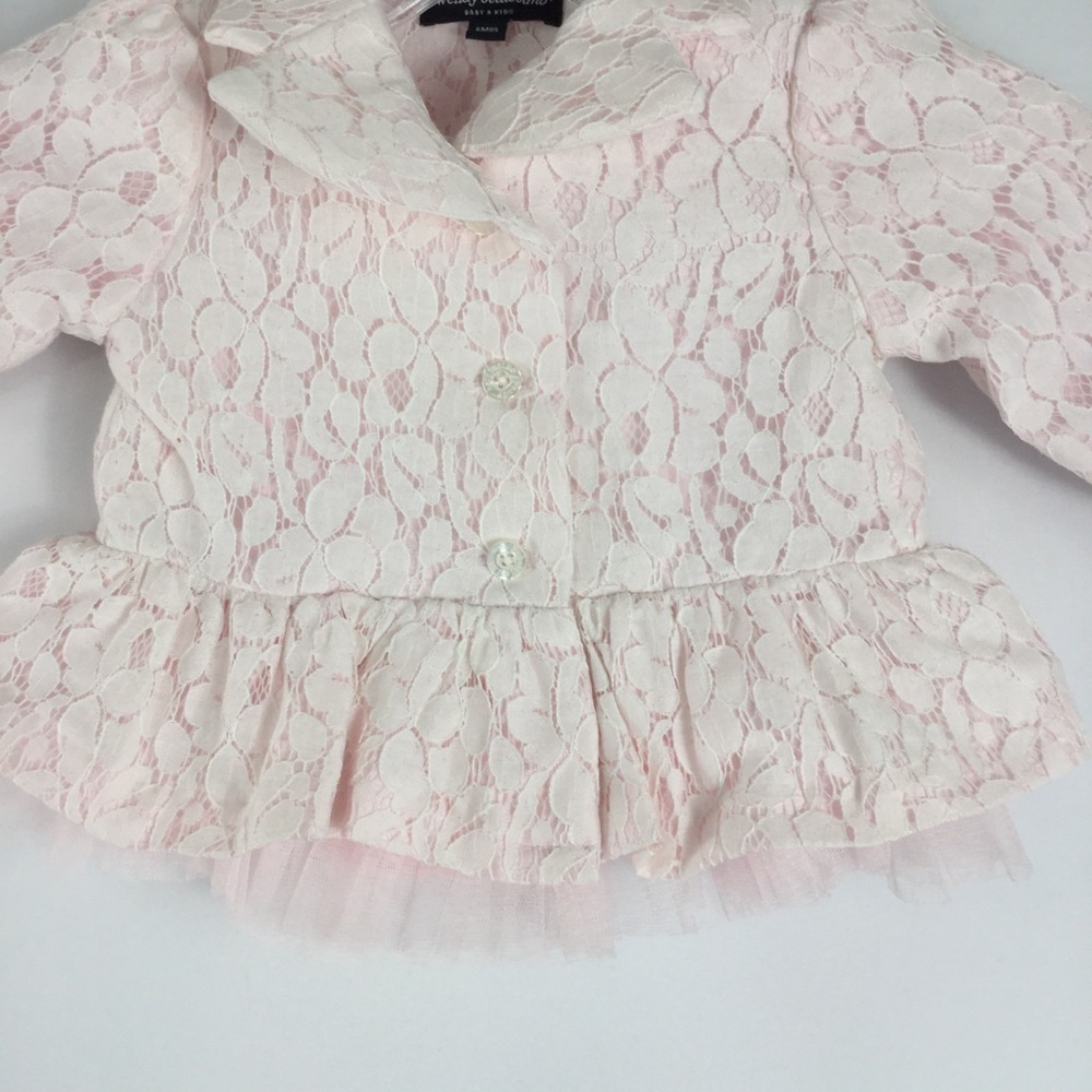 Wendy Bellissimo Baby Girls Pink Lace Jacket With Tulle Trim 6 Months - Picture 3 of 10